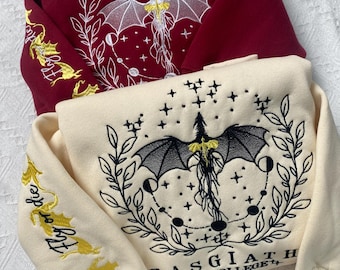 Basgiath War College Embroidered Sweatshirt: Fourth Wing Dragon Hoodie