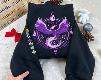 Genshin Impact Elements Embroidered Sweatshirt, video game player,  Zhongli Anime Tee Hu Tao Shirt