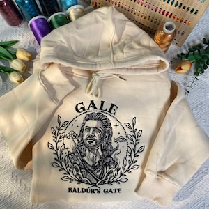 Gale portrait embroidered hoodie, Baldur&#39;s Gate sweatshirt, Gale wear, bg3 shirt, gift for gamers