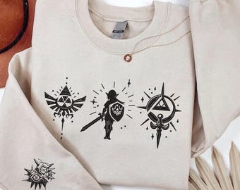 Embroidered Legend of Zelda Sweatshirt, Breath of the Wild Shirt, Gift for Gamer
