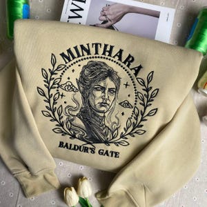 Minthara Embroidered Sweatshirt, Baldur&#39;s Gate 3 Hoodie, Gift for Gamer Fans