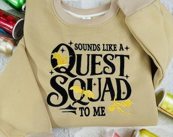 Quest Squad Embroidered Sweatshirt, Fourth Wing Series Crewneck, Dragon Rider Gift