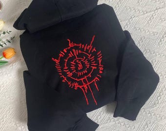 Astarion symbol embroidered hoodie, Baldur&#39;s Gale 3 hoodie, Astarion tattoo crewneck, bg3 merch, gift for gamer