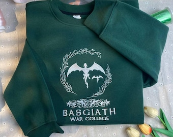 Fourth Wing Series Embroidered Sweatshirt, Basgiath War College Hoodie, Bookish Gift