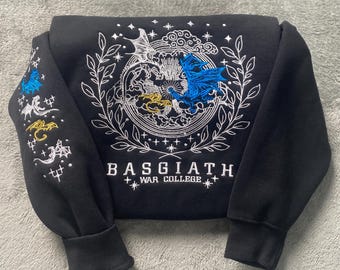 Basgiath War College Sweatshirt, Fourth Wing Embroidery, Dragon Rider Shirt, Gifts for Book Fans