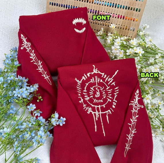 Astarion Embroidered Sweatshirt, Baldur’s Gate 3 Hoodie, Vampire Elf Shirt, Dark Fantasy Gamer Gift, BG3 Romance Merch, Cozy Crewneck