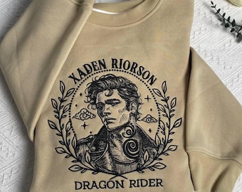 Sudadera bordada de Xaden Riorson, sudadera con capucha de jinete de dragón inspirada en la Cuarta Ala, regalo literario