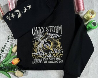 Onyx Storm Embroidered Sweatshirt, Fourth Wing Series Hoodie, Gift for Book Lover