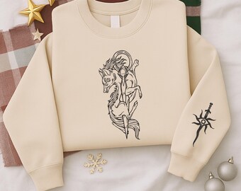 Dragon Age Inspired Tattoo Embroidered Sweater , May The Dread Wolf Take You Shirt, RPG Gaming Merch