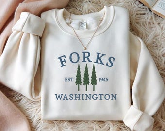 Twilight Inspiriert von Forks Washington Besticktes Sweatshirt, Bookish Twilight Saga Bekleidung