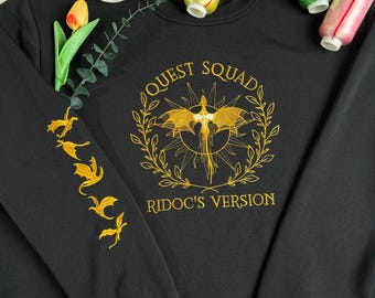 Quest Squat Ridoc's Version Sweatshirt and Hoodie, Fourth Wing Embroidered Shirt, Bookish Gift