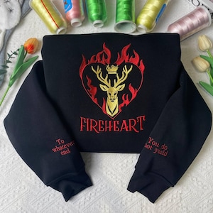 Feuerherz besticktes Sweatshirt, To welcher Ende Hoodie, Fantasy Bookish Kleidung