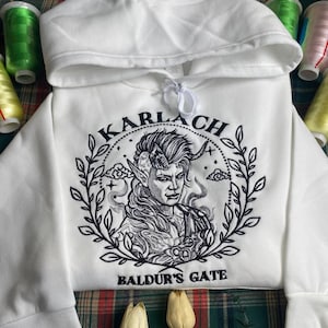 Karlach Baldur&#39;s Gate 3 Embroidered Sweatshirt and Hoodie, Gifts for Gamer