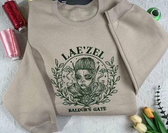 Lae'zel portrait embroidered sweatshirt, Baldur's Gate 3 hoodie, bg3 character merch, gift for gamer