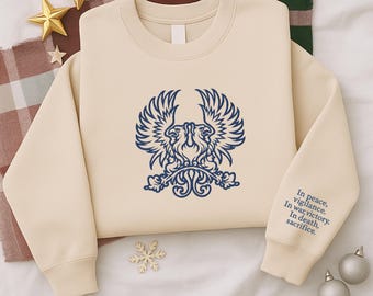 Dragon Age Origins Embroidered Sweatshirt , RPG Gaming Merch, In Peace Vigilance, Cozy Gamer Gift