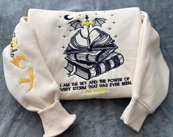 Fourth Wing Series Embroidered Sweatshirt, Basgiath War College Hoodie, Violet Sorrengail Shirt, Bookish Gift