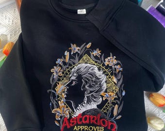 Astarion portrait embroidered hoodie, Baldur&#39;s Gate sweatshirt, Astarion tattoo wear, bg3 shirt, gift for gamers