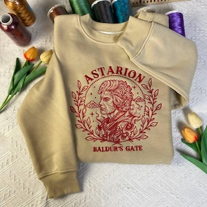 Baldur&#39;s Gate 3 Embroidered Sweatshirt, Astarion Portrait Sweatshirt, Gifts for His Fans