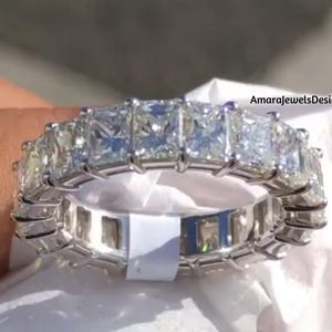 Amazing 3X5mm Radiant Cut Moissanite Matching Stackable Band For Engagement Ring, Full Eternity Designer Wedding Band, Stunning Bridal Band.