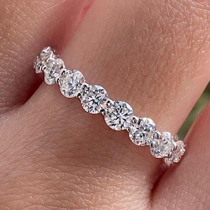 3.50MM Brilliant Round Cut Moissanite Band, U Prong Set Full Eternity Wedding Band, Matching Band For Engagement Ring, Best Ring For Gift.