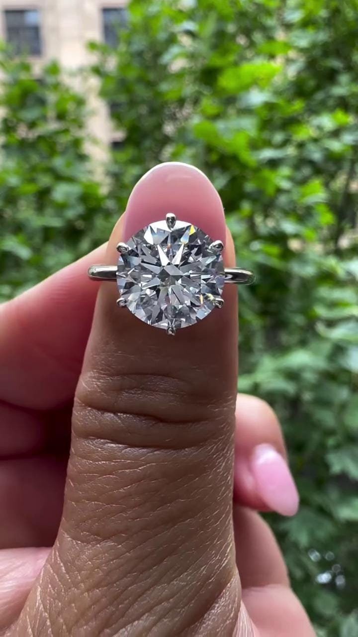 Brilliant Round Cut Moissanite Engagement Ring, 5Ct Moissanite Promise Ring, 6-Prong Round Solitaire Moissanite Valentine Women Gift Ring.