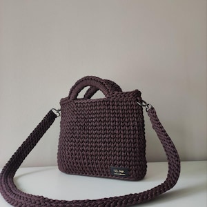Bolso de crochet marrón, bolso de chocolate, bolso hecho a mano, bolso bandolera, bolso para mujer, regalo para amigas, bolso de fin de semana de crochet, bolso de mano de crochet