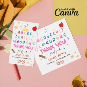 Bearbeitbare Lehrer Wertschätzung Woche Geschenkanhänger Danke Lehrer Geschenkanhänger Schule Party Favor Druckbare Etikettenvorlage Sofortiger digitaler Download