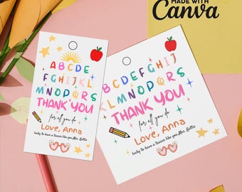 Editable Teacher Appreciation Gift Tags, Printable Thank You Labels (Digital Download)