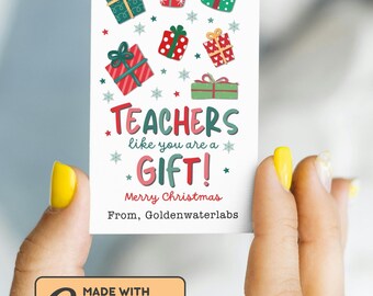 Teacher Christmas Gift Tag Printable Teacher Like You Are A Gift Christmas Tag Digital Download Personalized Teacher Appreciation Tag Canva