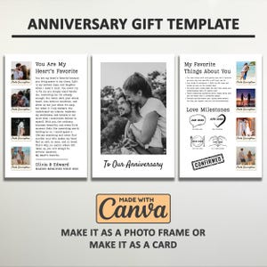 Custom Anniversary Photo Frame Template, 1 Year Anniversary Gift for Boyfriend and Girlfriend, Card Anniversary Gift, Custom Polaroid Card