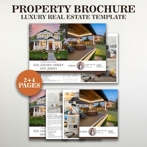 Brochure immobiliare di lusso / Brochure immobiliare moderna / Marketing immobiliare / Brochure pieghevole a metà / Volantino di quotazione / Brochure per open house