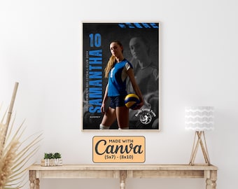Volleyball Senior Night Poster Template, Canva Sports Banner (Digital Download)