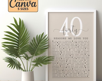 40 razones por las que te queremos, regalo de 40 cumpleaños, regalo personalizado para mamá y papá, regalos de 40 cumpleaños para mujeres, regalos de 40 cumpleaños para hombres M9X4
