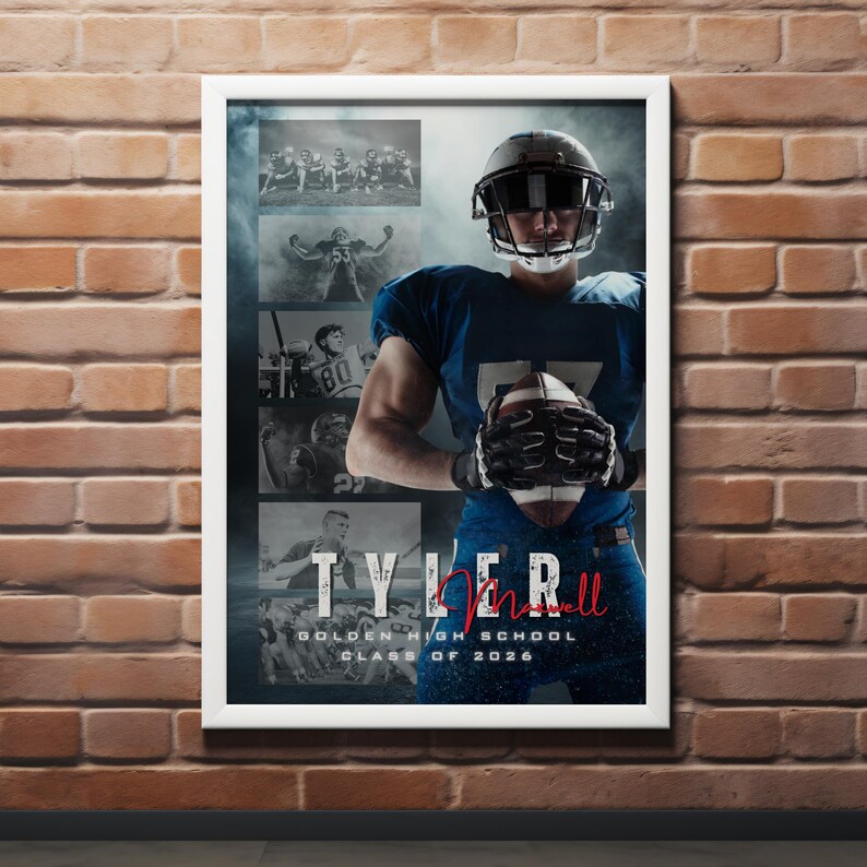 Football Senior Photo Collage Template, Personalized Game Night Sports ...