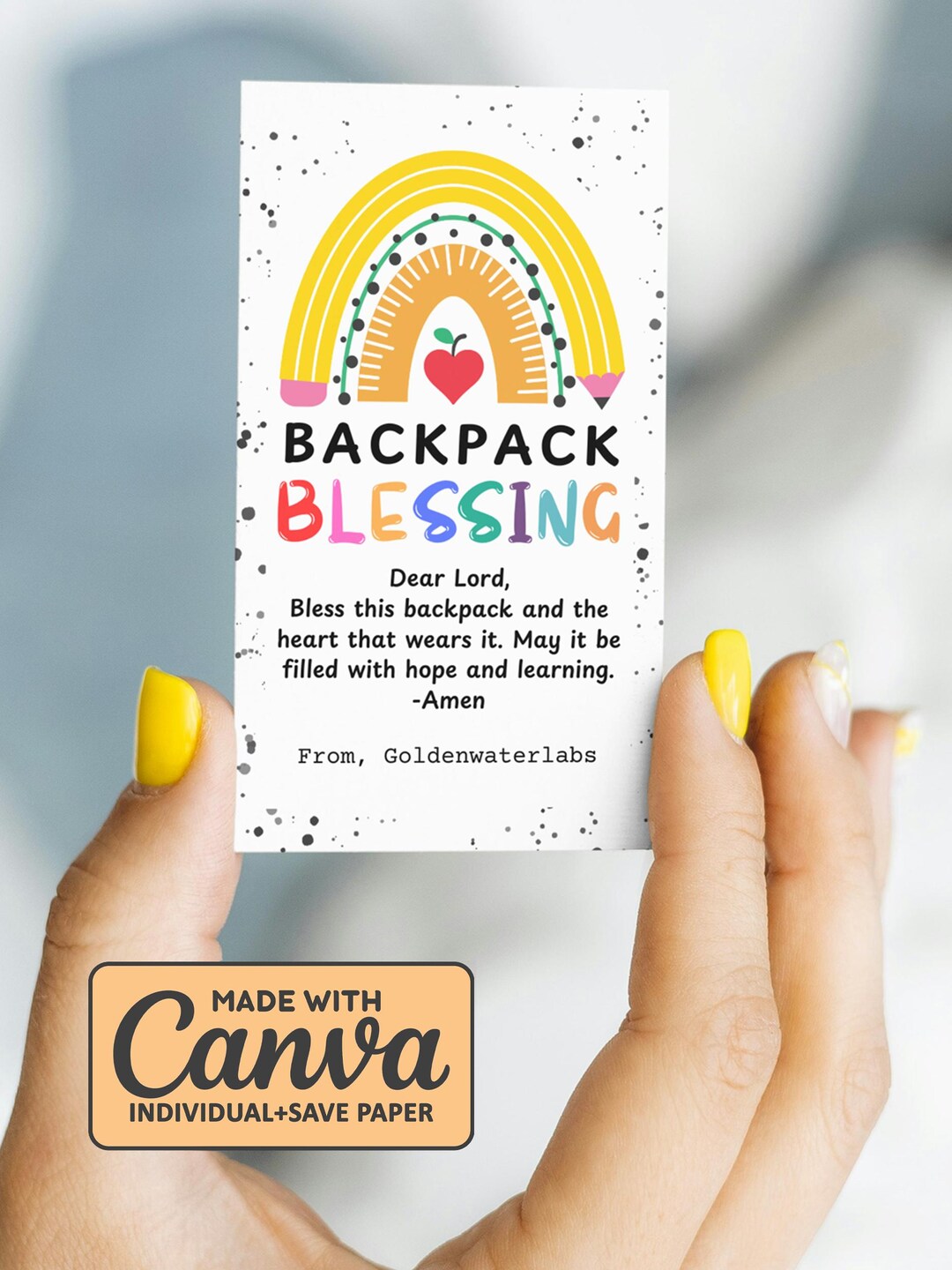 Backpack Blessing Printable Gift Tag, Editable Back to School Blessed ...
