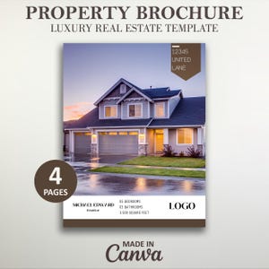 Brochure immobiliare di lusso / Brochure immobiliare moderna / Marketing immobiliare / Brochure pieghevole a metà / Volantino di quotazione / Brochure per open house