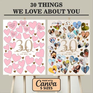 30 Reasons We Love You Poster With Pictures Template, Editable 30th Birthday Gift Photo Collage for Him or Her, Personalized 30th Birthday