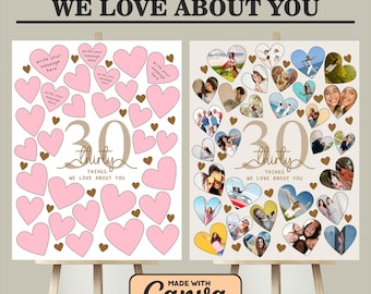 30 Reasons We Love You Poster With Pictures Template, Editable 30th Birthday Gift Photo Collage for Him or Her, Personalized 30th Birthday