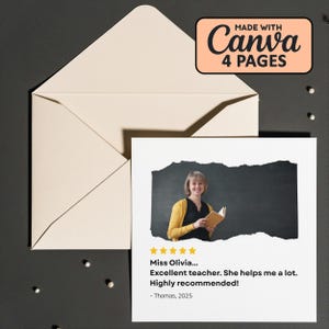 Cartões de agradecimento para professores com foto, cartão de felicitações para professores para impressão, etiquetas para presente da semana de agradecimento aos professores, cartão de avaliação personalizado para professores