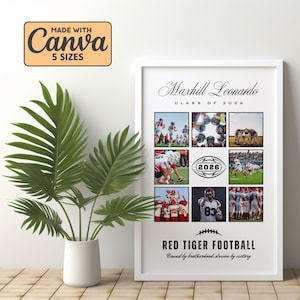 Football Senior Night Gift, Custom Football Team Photo Collage, Football Player Gift Card For Senior Boy or Girl, American Football Collage