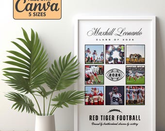 Football Senior Night Gift, Custom Football Team Photo Collage, Football Player Gift Card For Senior Boy or Girl, American Football Collage