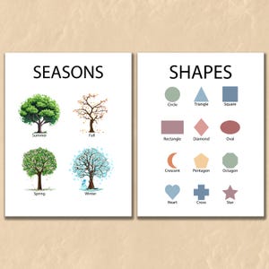 Educational Posters, 12 Homeschool Prints, Montessori Classroom Decor, Toddler Playroom, Neutral Kids Nursery, Boho Playroom Wall Art Print, educational posters, educational set, neutral kids decor, neutral classroom, playroom decor, alphabet poster, neutral alphabet, shapes poster, nursery prints, girl room decor, set of 12 prints, alphabet numbers, montessori toddler