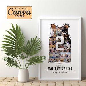 May include: A framed basketball jersey collage featuring the name "CARTER" and the number "2". The jersey is composed of multiple action shots. The text below reads "MATTHEW CARTER, GOLDEN HIGH SCHOOL, CLASS OF 2026". The image is presented in a white frame.