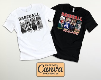 Baseball Mom Custom Picture Canva Template for t-shirt or sweatshirt, Baseball Parents Collage PNG, Editable Game Night Sport Team Family