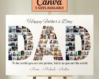Anpassat DAD-fotokollage | Fars dag-present, födelsedagspresent (utskrivbar Canva-mall)