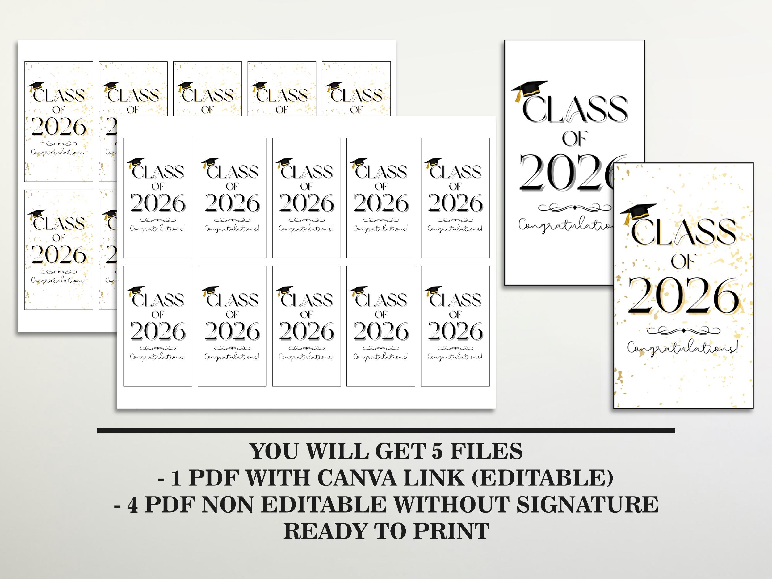 Editable Class of 2026 Graduation Gift Tag, Printable Graduation Party ...