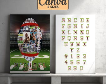 Football Senior Night Gift, Custom Football And Font Photo Collage, Football Player Gifts For Senior Boy or Girl, American Football Collage