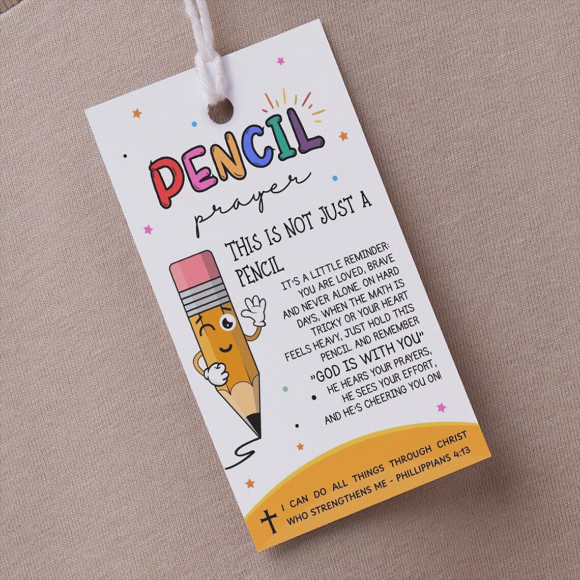 Pencil Prayer Gift Tag, Back to School Tag Editable Engraved Pencils ...