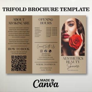 Esthetician Trifold Brochure | Medspa Skincare Beauty Brochure Template | Beauty Salon Price List | Beauty Esthetician Flyer Template
