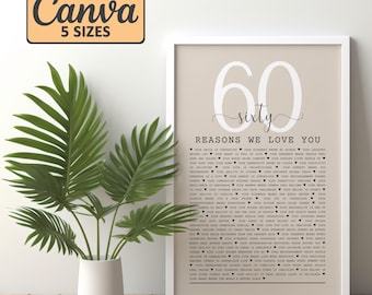 60 Reasons We Love You, 60th Birthday Gift, Custom Gift For Mom And Dad, 60th Birthday Gifts For Women, 60th Birthday Gifts For Men M9X4